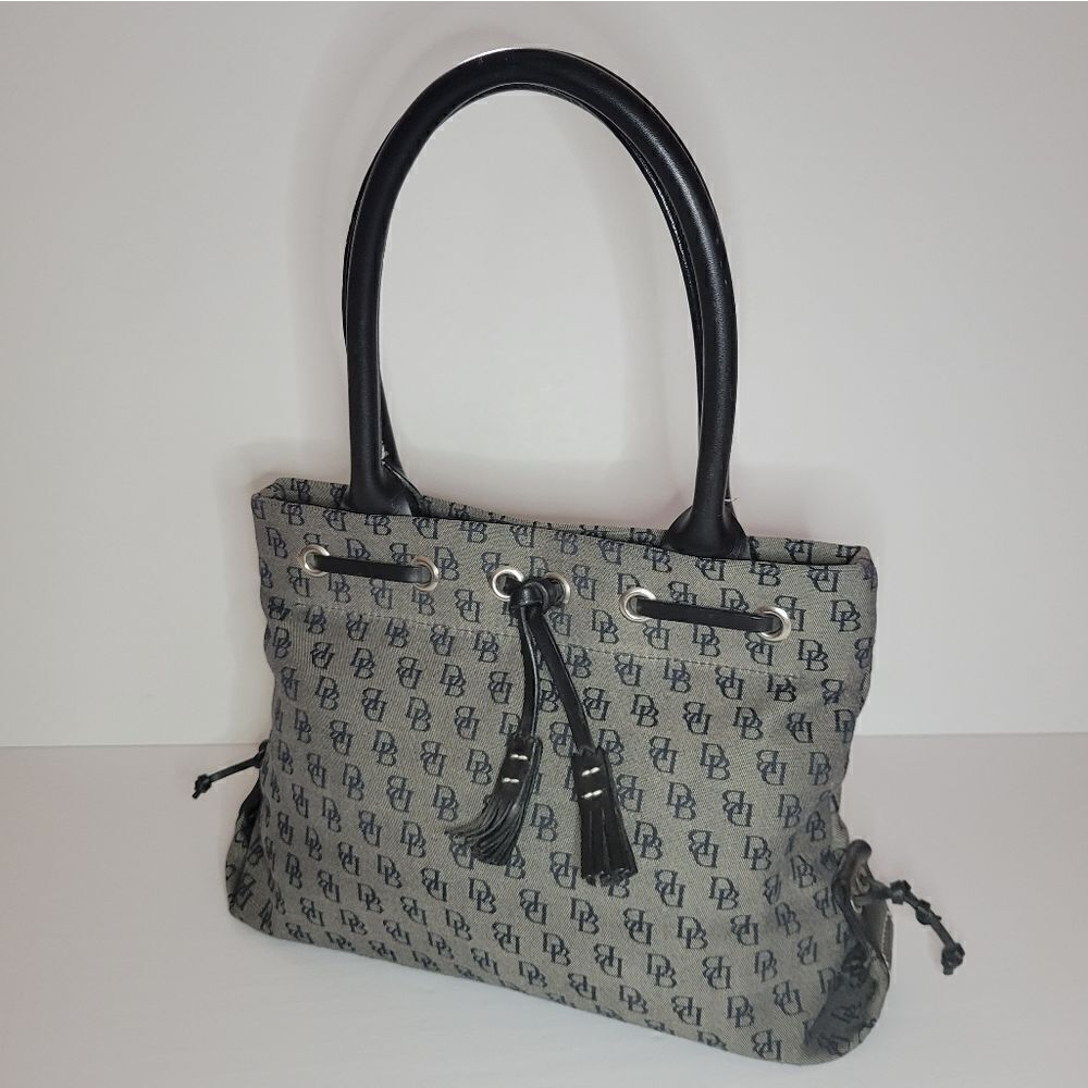 Dooney And Bourke Mini Tassel Monogram Tote Logo Satchel Purse